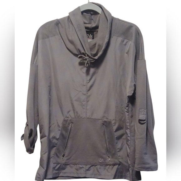 Gloria Vanderbilt - NWT, Gray Sports Warm-up Pullover Jacket W/ Roll tab... - Picture 2 of 9